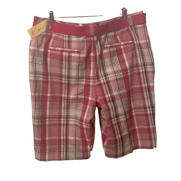 Women’s shorts by Kim Rogers size 16, NWT Red White, Taupe, Brown Plaid - Picture 2 of 11